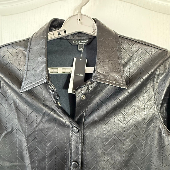 Liverpool Black Chevron Quilted Faux Leather Jacket M - Picture 6 of 13